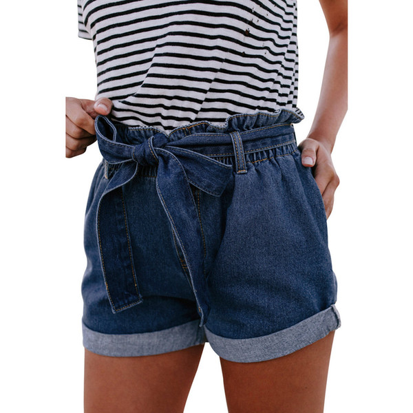 Women's Denim Shorts High Waist Curling Edge New Summer Loose Show Thin Big Size Hot Pants Fashion Female Popular Trend Style jooyoo