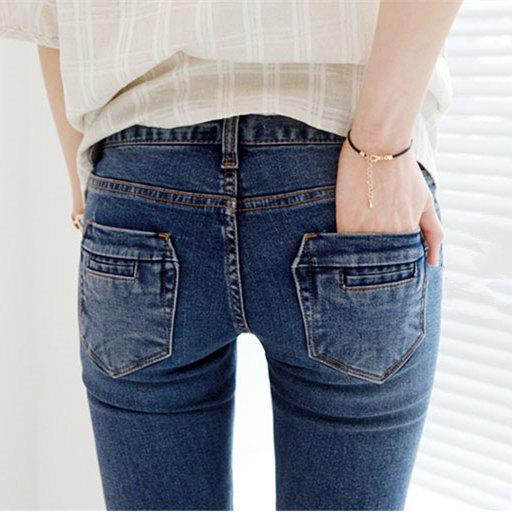 New Fashion Women Long Blue Black Jeans Casual Denim Pants Slim Pencil Pants Stretchy Jeans