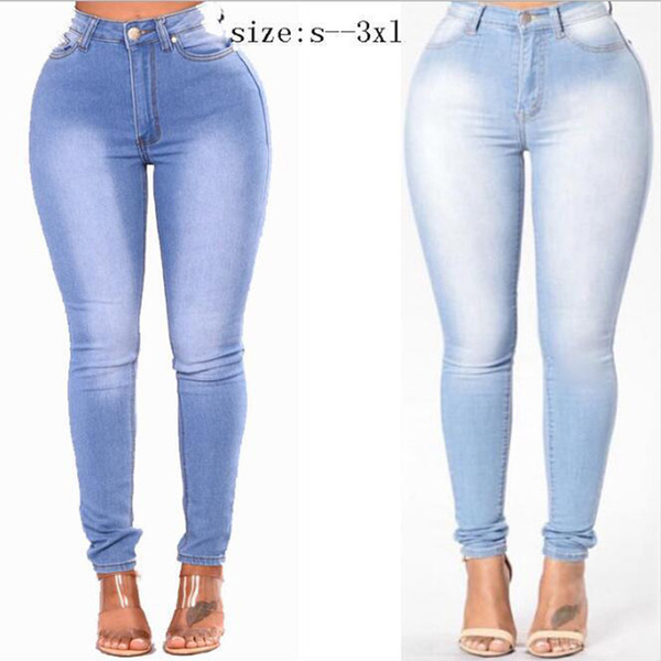 Plus Size High Waist Skinny Jeans Women Push Up Stretch Jeans Denim Bodycon Pencil Pants Female Elastic Pocket Trousers