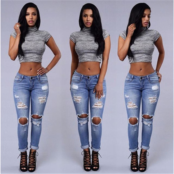 Jeans For Women Hole Ripped Jeans Leggings Cool Denim Vintage Straight For Girl High Waist Casual Pants Female Slim Jeans Plus Size