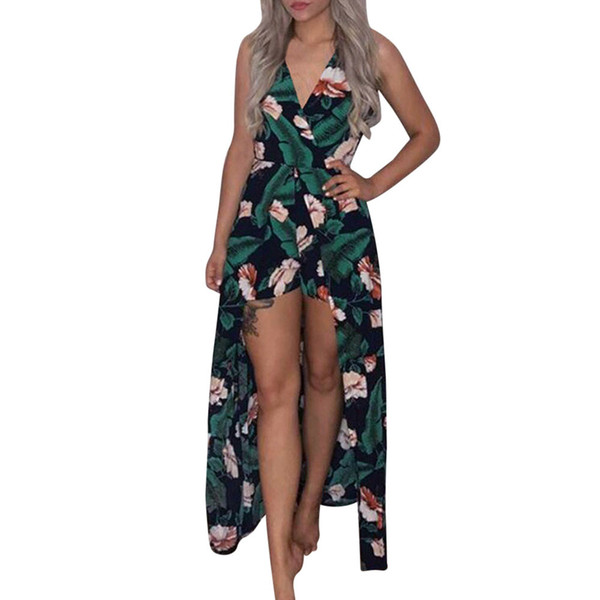 Jumpsuit Women Green 2019 Jumpsuit Boho Strapless Printing Playsuit Summer Beach Rompers mono mujer-30