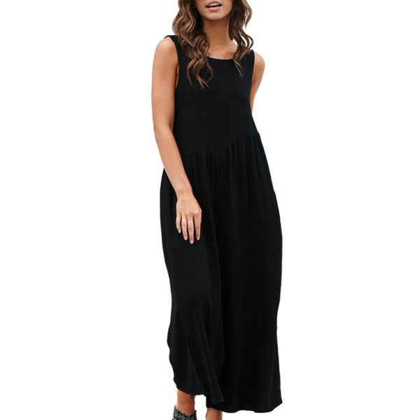 Temperament Commuter Solid Color Vest Jumpsuit Sleeveless Tank Top Loose Ms. Jumpsuit