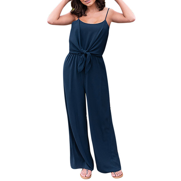 CHAMSGEND Women Jumpsuit Fashion Sexy Knot Bandage Sleeveless Jumpsuit Casual Solid Slim Bodysuit Camis Playsuit May3