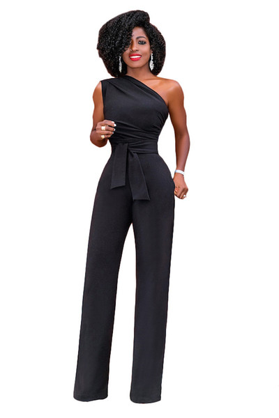 Pants Jumpsuit Womens One Shoulder Wide Leg Bandage Bodycon Rompers Womens Jumpsuit Long Half Sleeve Club Party Full Overalls