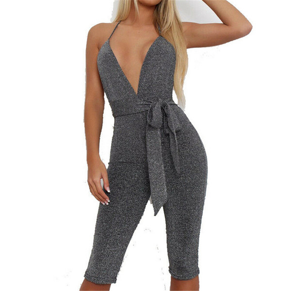 Playsuit Women Jumpsuit Ladies Rompers Womens Jumpsuit Streetwear Bodycon Backless Women Romper Solid Color Playsuit