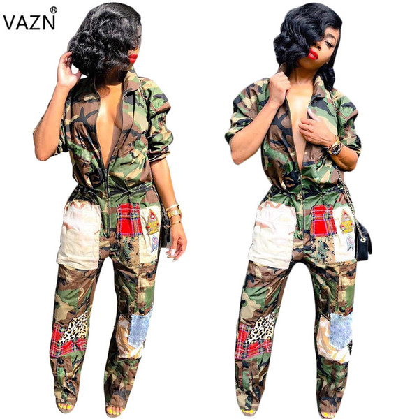 VAZN Autumn Hot Fashionable Popular 2018 High Street Casual Women Jumpsuits Solid Full Sleeve Lady Stright Long Romper SN3454