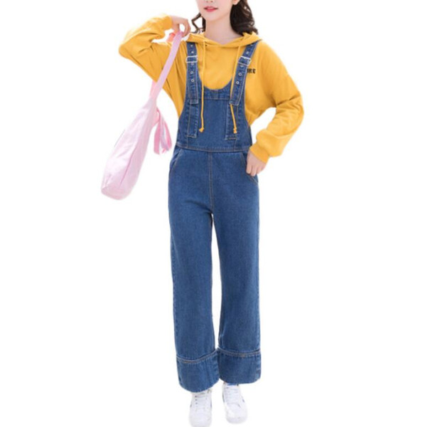 2018 Women wide leg Denim Jumpsuits Casual loose jeans Romper Ladies'Denim Overalls s1675