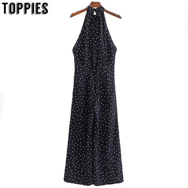 2019 Polka Dot Printing Rompers Women Jumpsuits Vacation Summer Sleeveless Playsuits Sexy Clubwear combinaison femme