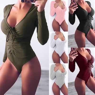 Womens Jumpsuit Summer New Sexy Strap Jumpsuit Skinny Fit Solid Color T-Shirt Fashion Sun Protection Long Sleeve Tops 6 Colors