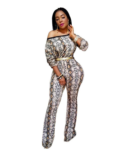 Sexy slanted shoulder print jumpsuit with wide legs for summer 2019