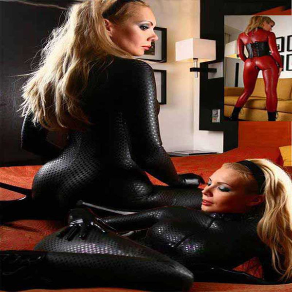 Wholesale- 2016 Sexy Black Catwomen Jumpsuit Latex PVC Catsuit Costumes For Dance Women Body Suits Fetish Leather DS Game clothes