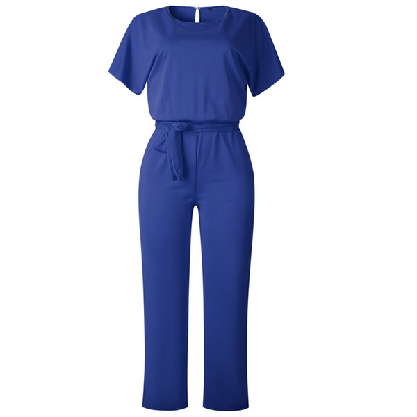 Office Work Elegant Lace Up Jumpsuit Women Fashion Sashes Romper Overall Femme Hollow Loose Button Wide Leg Pants Oversize M0403