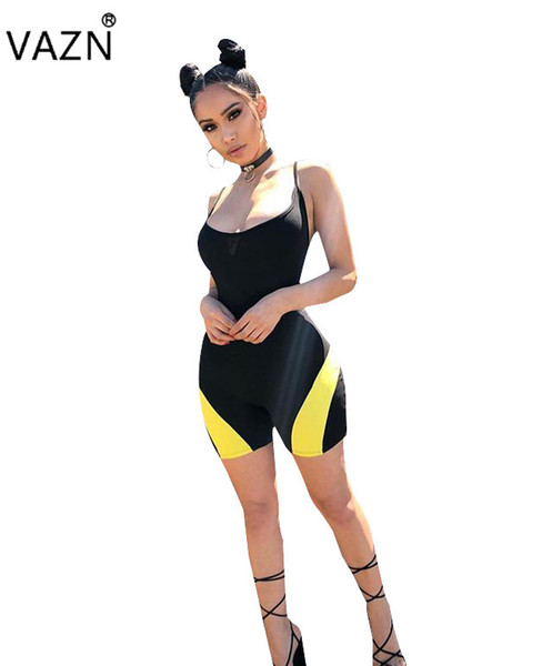 VAZN Elegant Style Bodycon Rompers Sexy Backless Club Wear Women Short Jumpsuit R6048