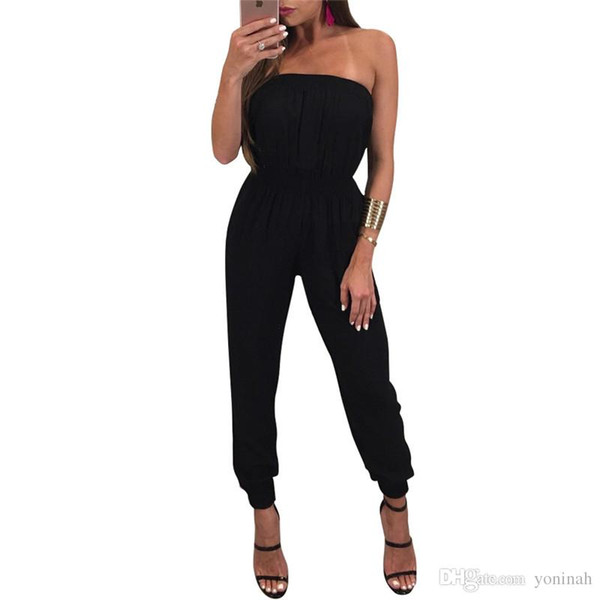 Wholesale Free Shipping Hot Fashion Popular Casual Jumpsuit Off Shoulder Full Length Playsuit Sexy Womens Summer Cheap Rompers