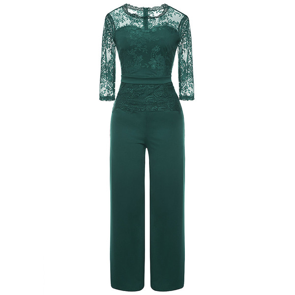 overalls For Women 2019 Summer Jumpsuit Ladies' Sexy Seven-quarter Sleeve Party And Evening Casual Lace Jumpsuit body mujer