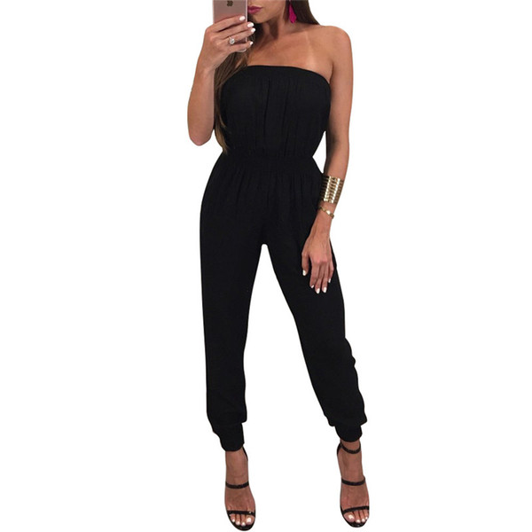 Wholesale Free Shipping Hot Fashion Popular Casual Jumpsuit Off Shoulder Full Length Playsuit Sexy Womens Summer Cheap Rompers