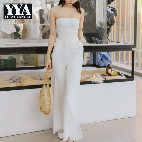 White Off Shoulder Wide Leg Jumpsuits Summer Ladies Elegant Slim Bodysuit Party Club Rompers Fashion Clothing Office Lady