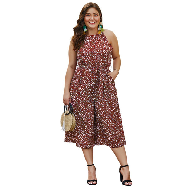 WHZHM Sleeveless Jumpsuit Female Rompers Red Plus Size 3XL 4XL Women Playsuits Off Shoulder Sashes Pockets Femme Bodysuits