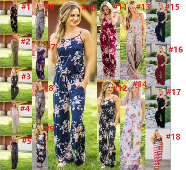 new arrival Womens jumpsuit Strappy Floral Sling Long Trouser Playsuits rompers womens jumpsuit Holiday bodysuit boho