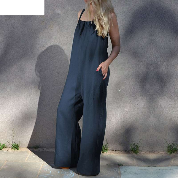 JAYCOSIN 2019 Hot Boho Women Summer Sleeveless Loose Wide Leg Bib Pants Jumpsuit Romper Playsuit Plus 19MAY24