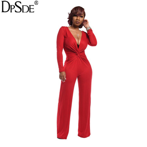 DPSDE Black Red Deep V Neck Sexy Women Jumpsuits Full Sleeve Streetwear Long Jumpsuit Autumn New 2020 Bodycon Rompers Jumpsuits