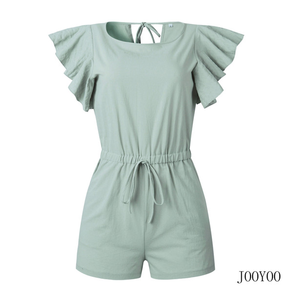 Spring And Summer Fashion Ruffled Pocket Ties Women's Jumpsuit Fashion Female Style Popular Trend High Good Quality jooyoo