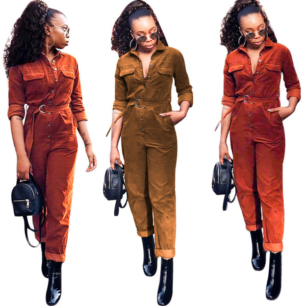 Beauty Garden Women Corduroy Jumpsuit Spring Summer Casual Pants Female Chic Corduroy Rompers S-XL