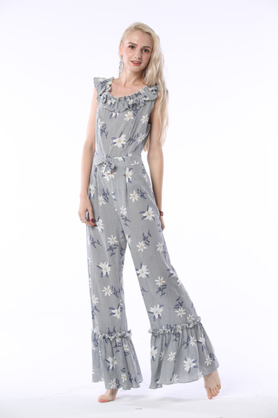 Beauty Garden Women Jumpsuits New Fashion Floral Print Sleeveless Ankle Length Boho Sunmmer Autumn Jumpsuits