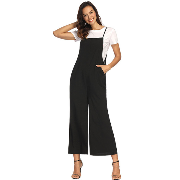 Summer Jumpsuit Romper Women Long Playsuit Jumpsuit female Bib Overalls 2018 Casual Solid Casual Pants Rompers