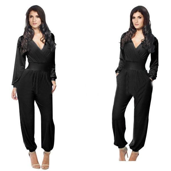 Wholesale- Free Shipping New 2015 Onesies Jumpsuit women's overall sexy fashion waist jumpsuit pants coveralls colors XL plus size