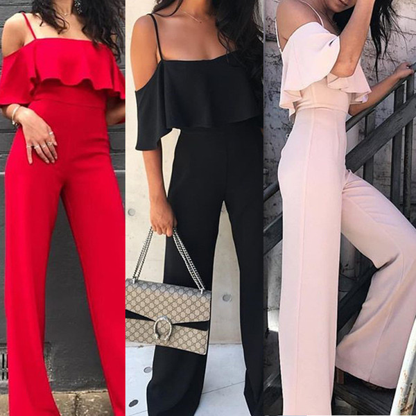 Summer Womens Jumpsuits New Fashion Rompers with Solid Color One-piece Full Length Designer Suspenders Casual Sexy Jumpsuit for Women