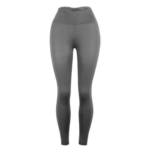 2019 High Waist Sports Legging Solid Grey Women Fashion New Female Workout Stretch Pants Plus Size Elastic Fitness Leggings