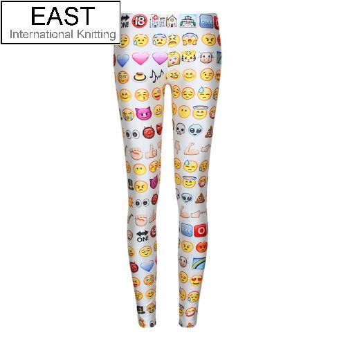 Wholesale-East Knitting F176 Women's Emoji Jogger Leggings Exercise Pants Casual Hip Hop Funny Plus Size Sweatpants