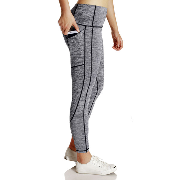 New Arrival high waist Women's Fashion Workout Leggings Fitness Sports Gym Running Yoga Athletic Pants pockets Blocking Tights XS-L