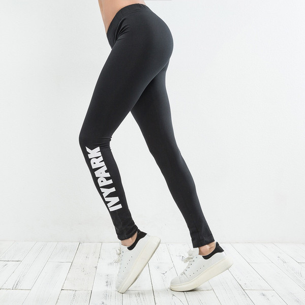 Top Quality Woman Sporting Pants Workout Fitness Leggings High Waist Black Brand IVY PARK Letter Print leggings