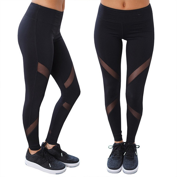 Sexy Women Leggings Gothic Insert Mesh Design Trousers Pants Big Size Black Capris Sportswear New Fitness Leggings