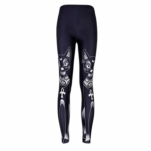 Plus Size 2017 Fashion Summer style Leggings For Women Cute Black White Cat Digital Print Leggins High Waist Casual Legins Pants