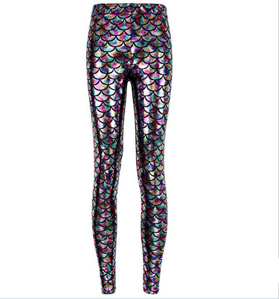 New arrival Hot Pants printed mermaid fish scales fish pattern shiny nine points Leggings LW047 Women's Leggings