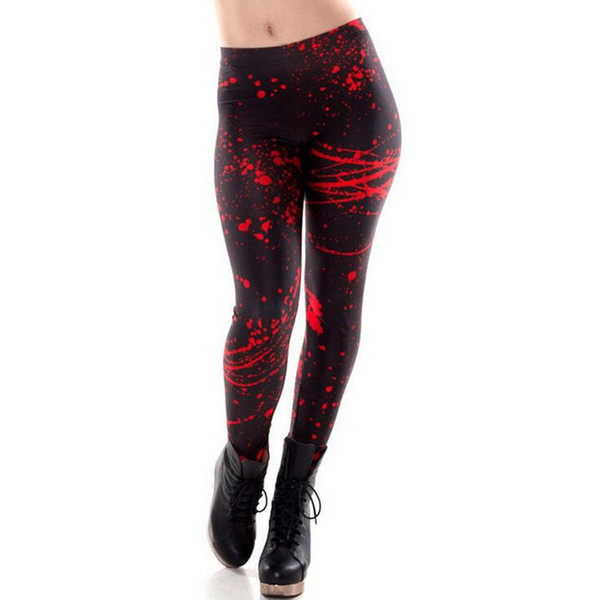 Free Spring and summer new elastic Slim was thin digital printing blood stained leggings pants feet LW003 Women's Leggings