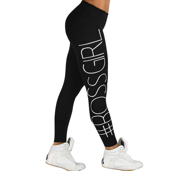 50pcs New Women alphanumeric printing high waist BOSSGIRL ladies fitness yoga sports and leisure Leggings