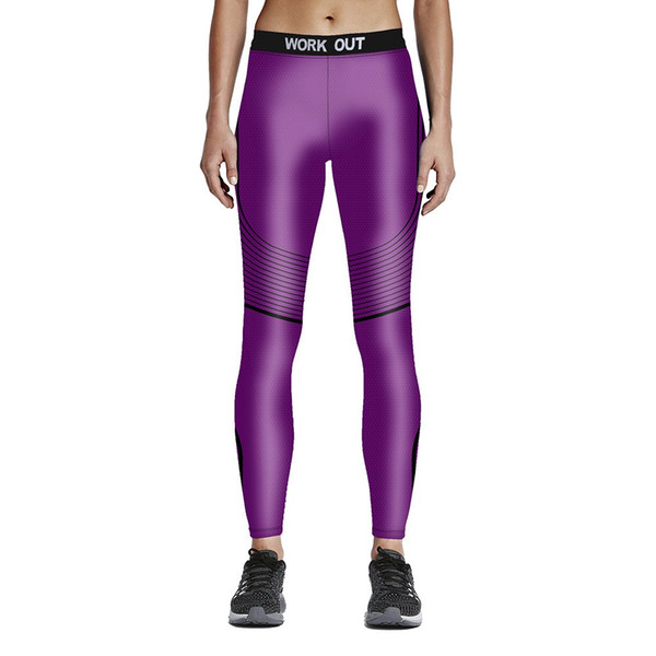 Wholesale free shipping Push-up Leggings Fashion Purple Color Elastic Fitness Leggings Work Out High Waist Clothing For Women Plus Size Calz