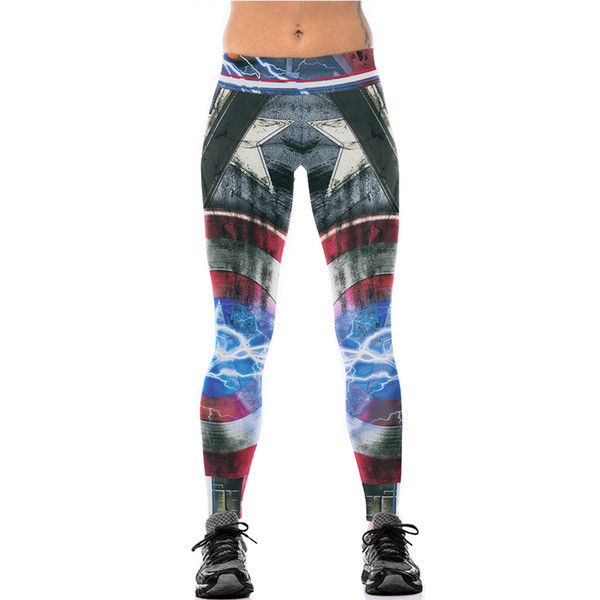 Wholesale Women America Cosplay Style 3D Print Elastic High Quality Fitness Yoga Sporting Leggings