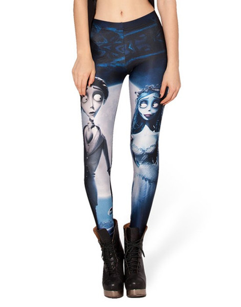 Wholesale Autumn Custom Lddies Fitness CORPSE BRIDE LEGGINGS Digital Printed Vintage Plus Size 4XL For Women