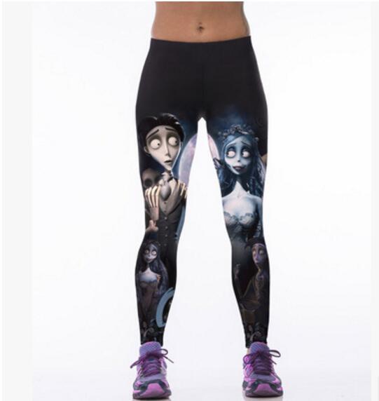 Europe and the United States new zombie bride digital printing large size sports pants women's stretch pants tide brand women's nine pants w