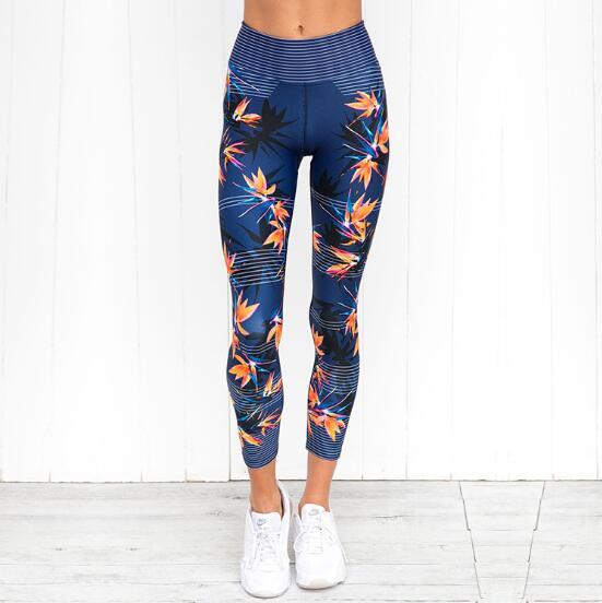 New printed yoga fitness pants High waist elastic sports nine points yoga pants fashion popular tight-fitting sports leggings