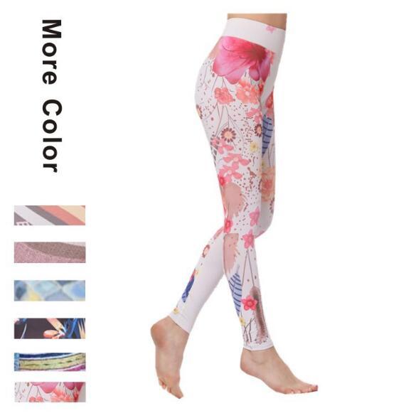 New summer high waist sweatpants dance yoga pants printed yoga trousers female European and American slim tight