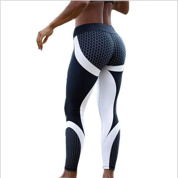 1pcs Mesh Pattern Print Leggings fitness Leggings For Women Sporting Workout Leggins Elastic Slim Black White Pants AP193g