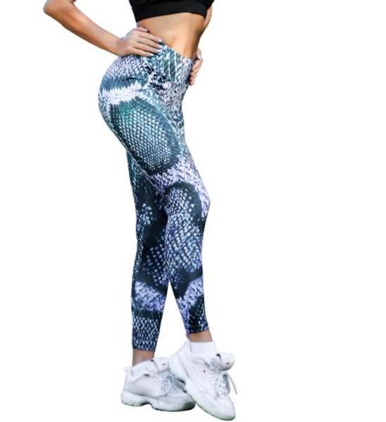 New cross-border bottom pants four stitches and six lines of snake print for yoga in Europe and the United states