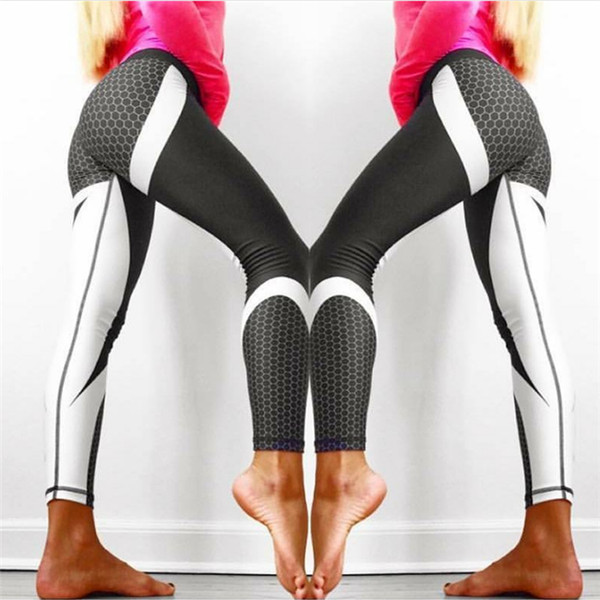 Yoga Pants Honeycomb Carbon Leggings Women Fitness Wear Workout Sports Running Leggings Push Up Gym Elastic Slim Pants