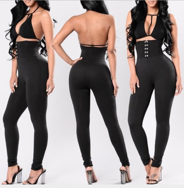 Sexy Women Corset Belt High Waist Leggings Hot Sale Black Fashion Butt Lifting Skinny Pants Casual Ladies Fitted Pants Online FS5764